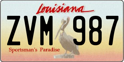 LA license plate ZVM987