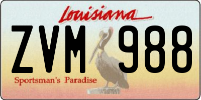 LA license plate ZVM988