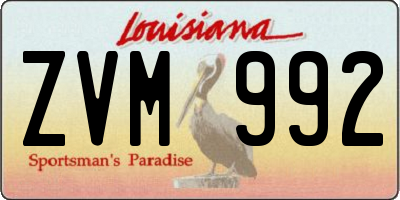 LA license plate ZVM992