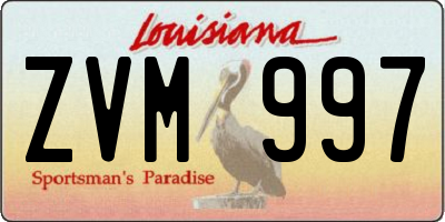 LA license plate ZVM997