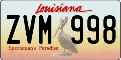 LA license plate ZVM998