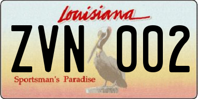 LA license plate ZVN002