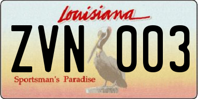 LA license plate ZVN003