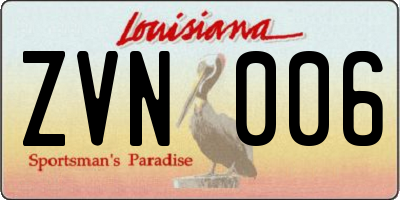 LA license plate ZVN006