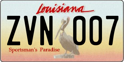 LA license plate ZVN007