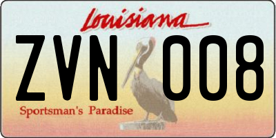 LA license plate ZVN008
