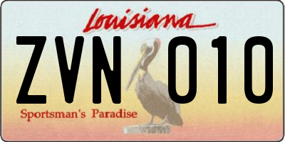 LA license plate ZVN010