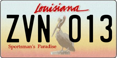 LA license plate ZVN013