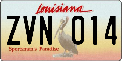 LA license plate ZVN014