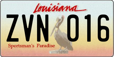 LA license plate ZVN016