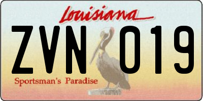 LA license plate ZVN019