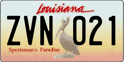 LA license plate ZVN021