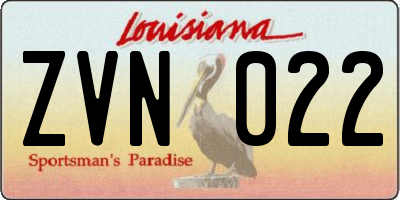 LA license plate ZVN022