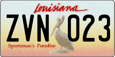 LA license plate ZVN023