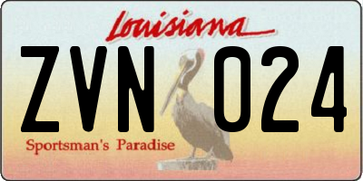 LA license plate ZVN024