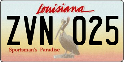 LA license plate ZVN025