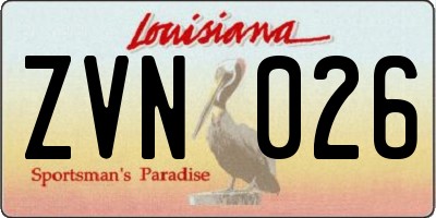 LA license plate ZVN026