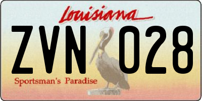 LA license plate ZVN028