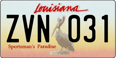 LA license plate ZVN031