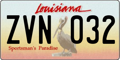 LA license plate ZVN032