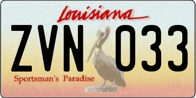 LA license plate ZVN033