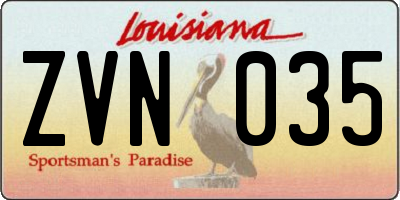 LA license plate ZVN035