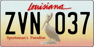 LA license plate ZVN037