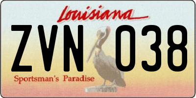 LA license plate ZVN038