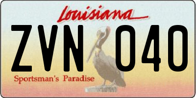 LA license plate ZVN040