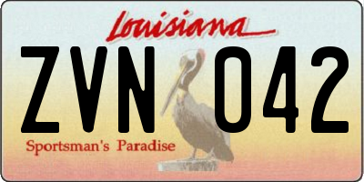 LA license plate ZVN042
