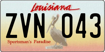 LA license plate ZVN043