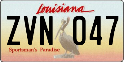 LA license plate ZVN047