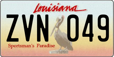 LA license plate ZVN049