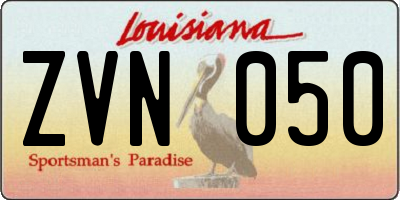 LA license plate ZVN050