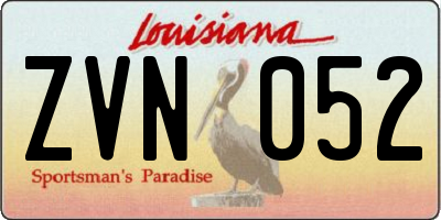 LA license plate ZVN052