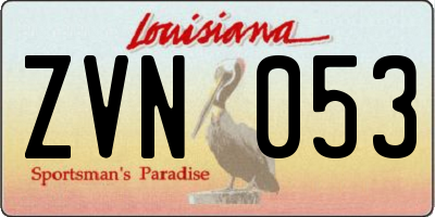 LA license plate ZVN053