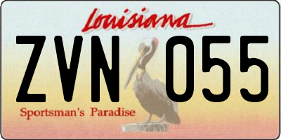LA license plate ZVN055