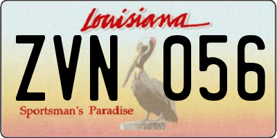 LA license plate ZVN056