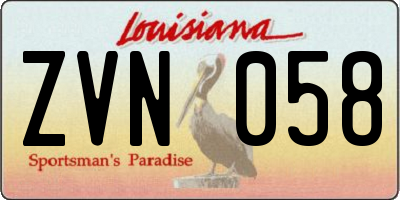 LA license plate ZVN058