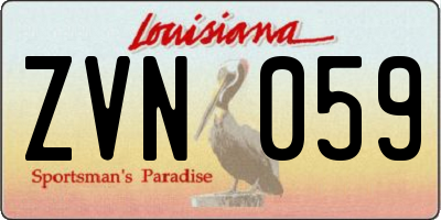 LA license plate ZVN059