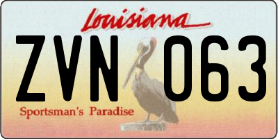 LA license plate ZVN063