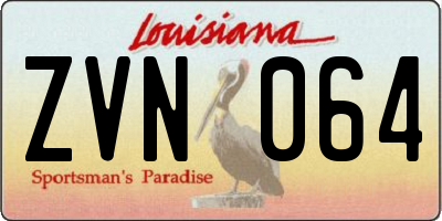 LA license plate ZVN064