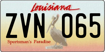 LA license plate ZVN065