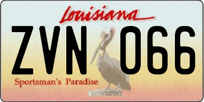 LA license plate ZVN066