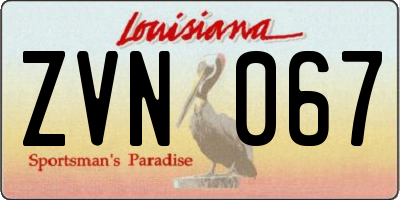 LA license plate ZVN067