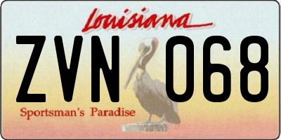 LA license plate ZVN068