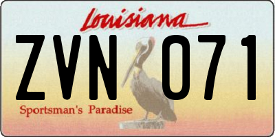 LA license plate ZVN071