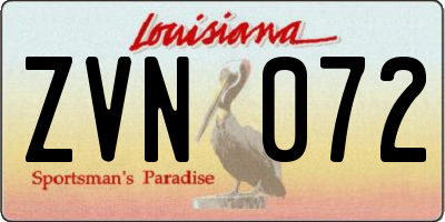 LA license plate ZVN072