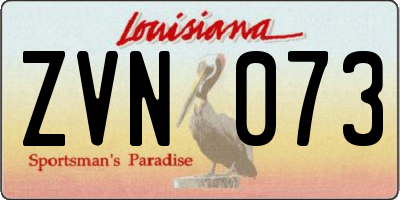 LA license plate ZVN073