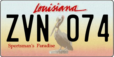 LA license plate ZVN074